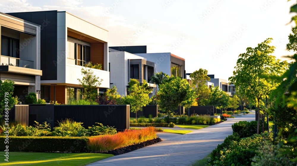 Fototapeta premium Modern homes row residential