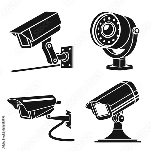 Surveillance cameras security equipment icons security cameras