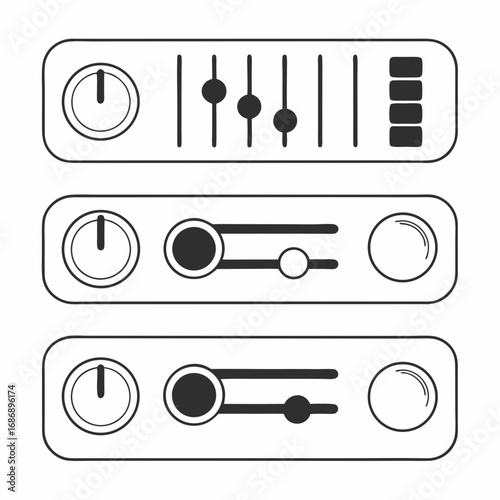 Toggle switch slider control panel audio volume