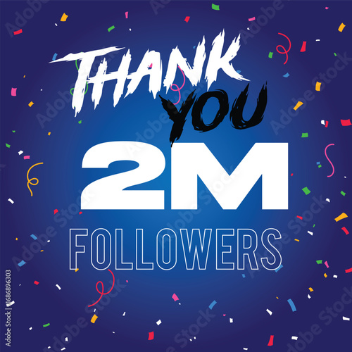 1 million Followers Thank you design confetti 1 m follower thank you premium gradient background 3m thank you followers design celebrating Premium vector illustration thank you  million follow