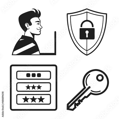 User login security icons signup shield