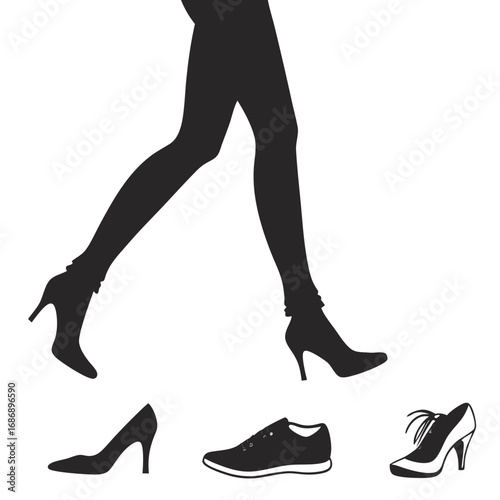 Walking legs and shoe collection silhouettes high heels