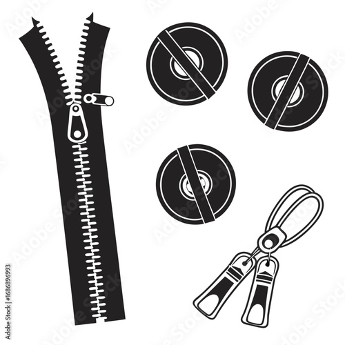 Zipper and pull tabs fastener clothing