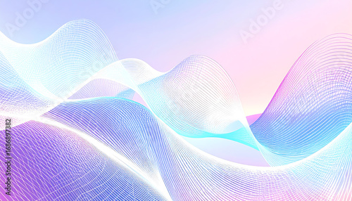 Abstract Holographic Landscape with Flowing Light and Pastel Colors for Digital Art