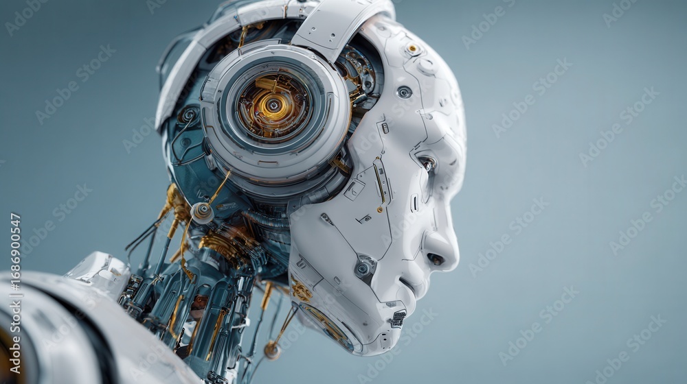 Fototapeta premium futuristic robot head profile view