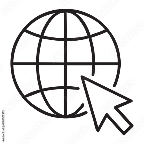 Internet Outline Icon – Global Network Connection Vector