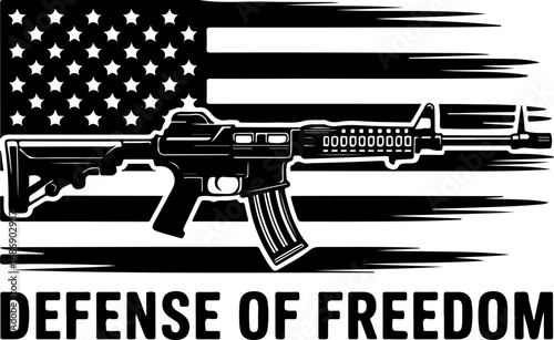 Rifle Silhouette with American Flag – Defense of Freedom"