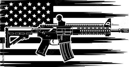 Rifle Silhouette with American Flag – Defense of Freedom"