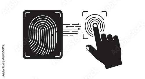 fingerprint scanning technology illustrated by hand pressing sensor