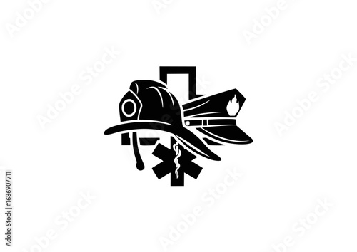  Black Silhouette Emergency Services Day Vector
