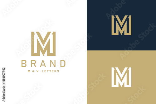 mv vm monogram logo design Vector illustration template
