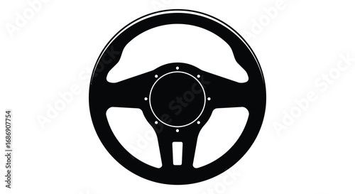 a sleek black steering wheel with ergonomic design features