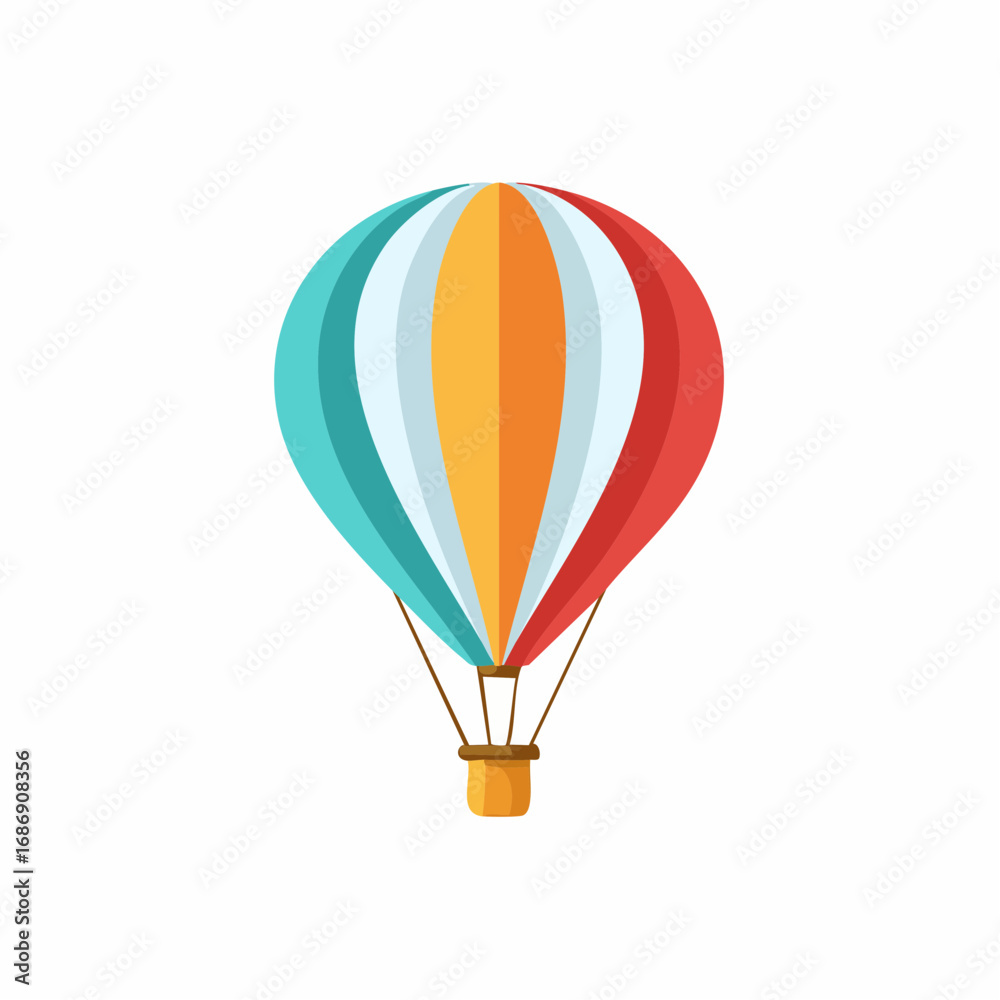 Naklejka premium Colorful hot air balloon flat design vector icon for travel and adventure