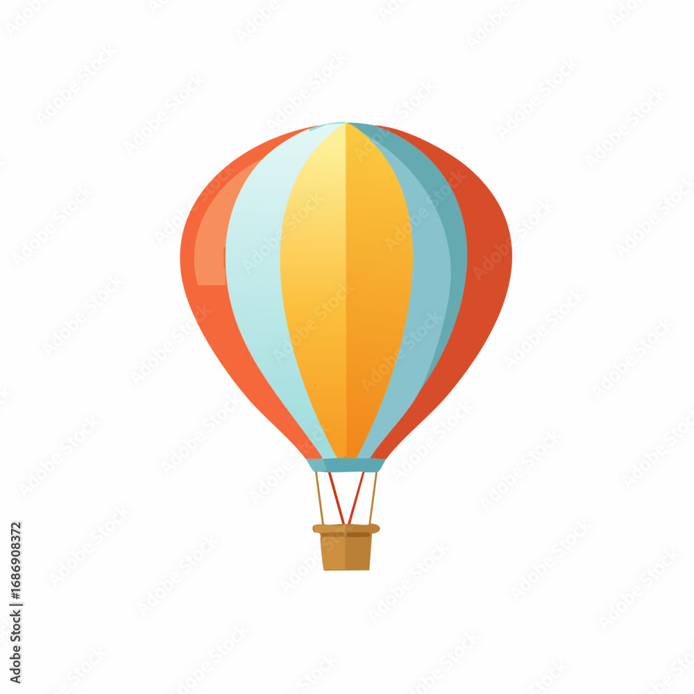 Naklejka premium Vibrant Hot Air Balloon Design Illustration, Orange, Yellow, Blue Panels