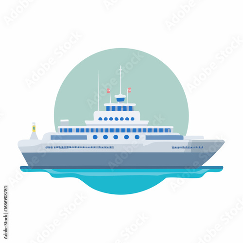 Modern luxury cruise ship sailing on blue ocean waters an elegant large passenger vessel illustration