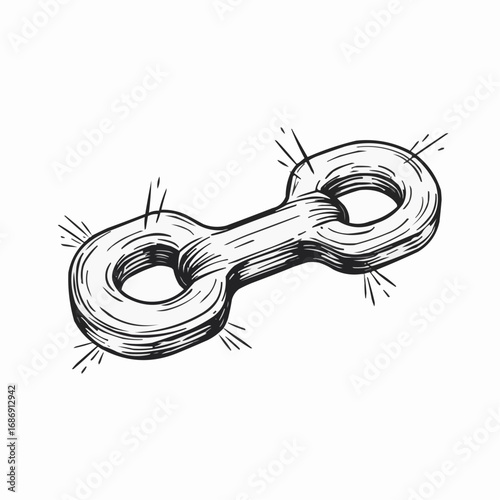 Line art vector of detailed metal links with weld points and texture  