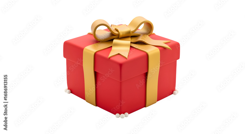 Fototapeta premium Birthday cake shaped like a gift box, isolated on white background