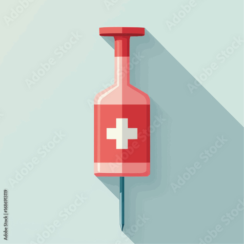 Geometric vector of abstract anaphylaxis treatment with syringe image  