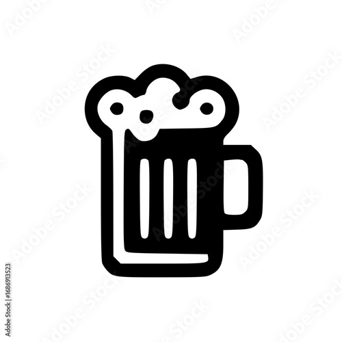 Classic Beer Stein with Bubbles and Foam
