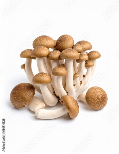 Fresh Shiitake mushroom in white background, aesthetic mushroom product, healthy food, slicing shiitake mushroom 
