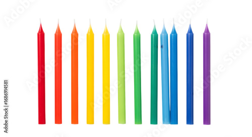 Birthday candle set in rainbow colors, isolated on white background