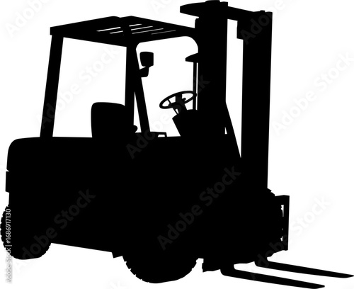 Forklift Silhouette Vector Illustration , Transparent Background