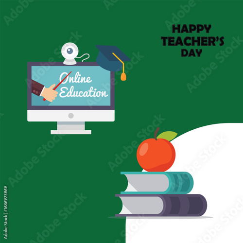 creative abstract, banner or poster for Happy Teacher's Day with nice and creative design illustration.
