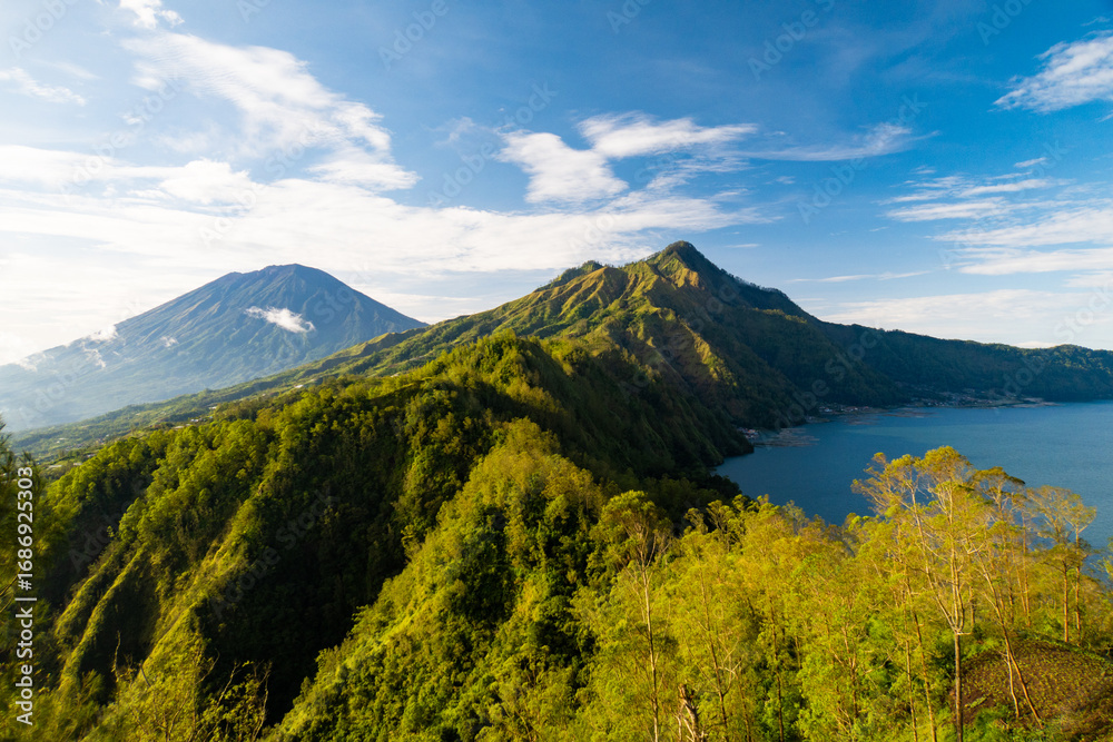Obraz premium View from Kintamani to Mount Abang and Agung