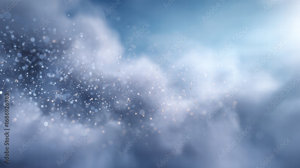 Obraz premium Dynamic Snowfall and Winter Sky Scene