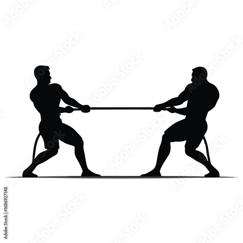 Tug of War Silhouette Intense Competition Strength Challenge