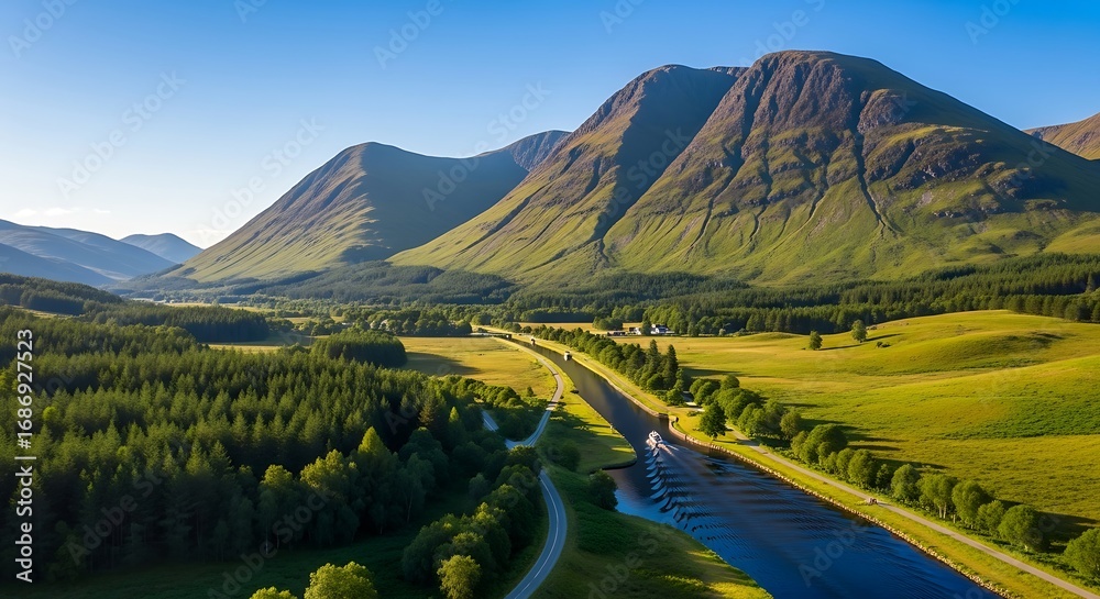 Fototapeta premium Scottish Highlands Aerial View.