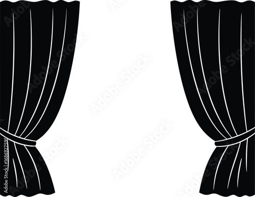 elegant black curtains tied neatly with decorative bands