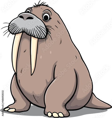 Cute cartoon a illustrator vector walrus