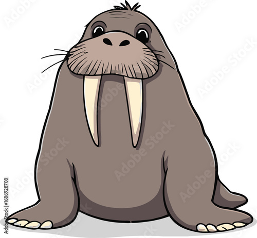 Cute cartoon a illustrator vector walrus