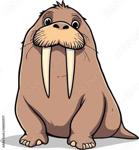 Cute cartoon a illustrator vector walrus