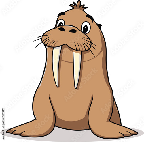 Cute cartoon a illustrator vector walrus