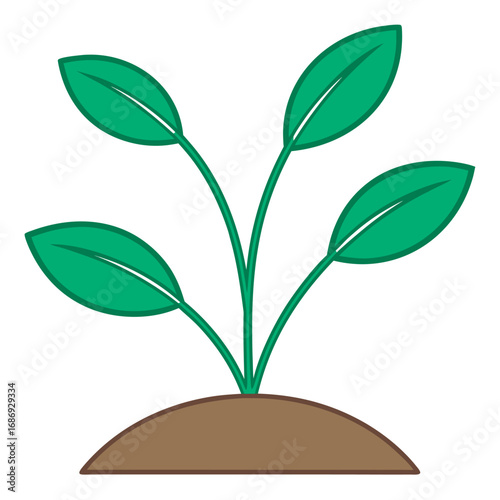 young green plant emerging from a mound of brown soil