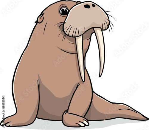 Cute cartoon a illustrator vector walrus