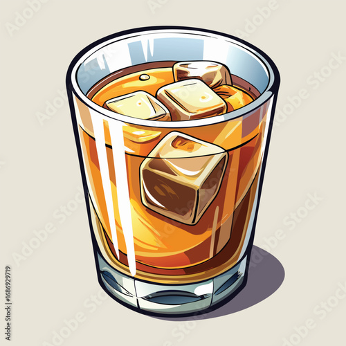 A Refreshing Glass of Whiskey on the Rocks