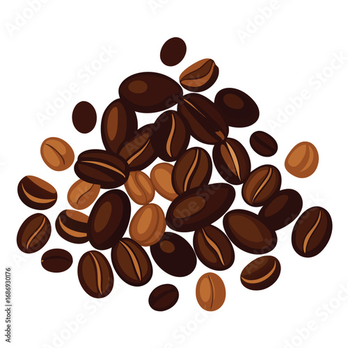 Pile of Roasted Coffee Beans Still Life Vector Illustration