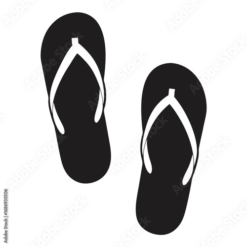 A Pair of Flip Flops in Black and White Summer Footwear