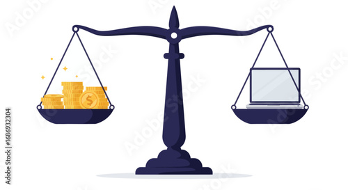 Balance Scale Showing Equal Distribution Between Wealth and Justice in Financial Decision Making