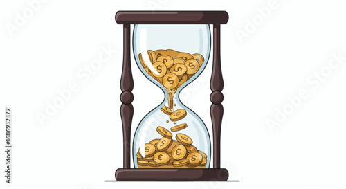 Hourglass Filled with Coins Representing Time Value of Money and Financial Planning for Future Security