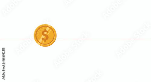 Single Coin in Envelope Representing Secure Money Transfer and Confidential Financial Communication Service