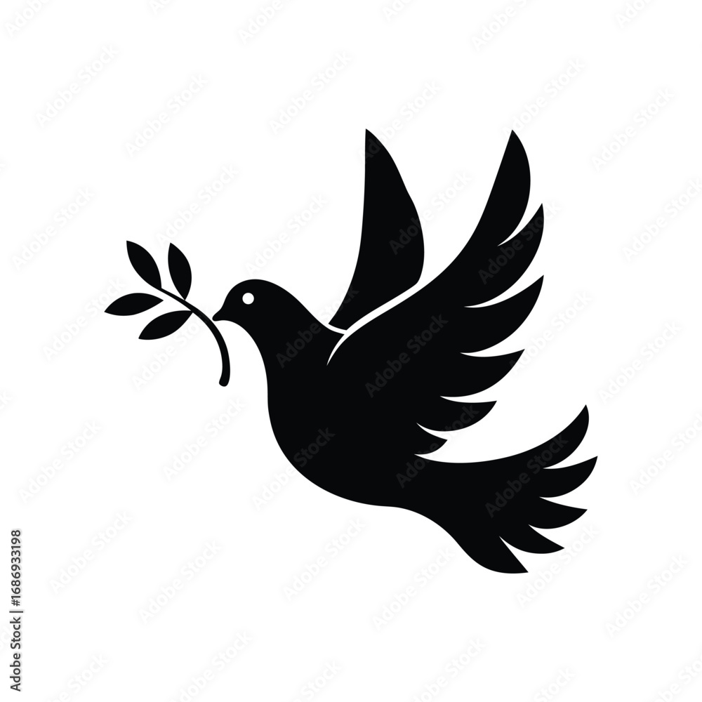 Fototapeta premium Peace Dove Flying with Olive Branch Symbol of Hope and New Beginnings Artistic Vector