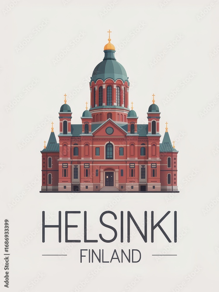 Fototapeta premium Vintage Travel Poster of Helsinki Finland 
