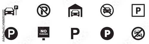 Car parking vector icons. Parking and traffic signs isolated on white background. Vector illustration. Vector Graphic. EPS 10