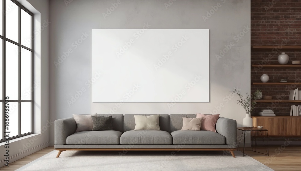 Fototapeta premium Contemporary kitchen with empty billboard
