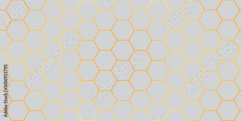 Seamless yellow honeycomb vector pattern with hexagon shapes and a geometric design