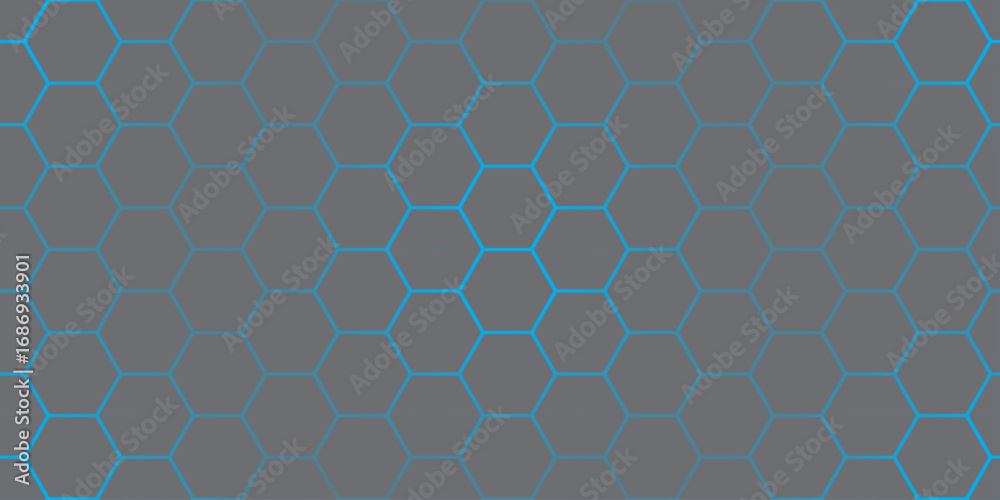 Obraz premium A seamless blue metal hexagonal honeycomb pattern creates a futuristic geometric texture